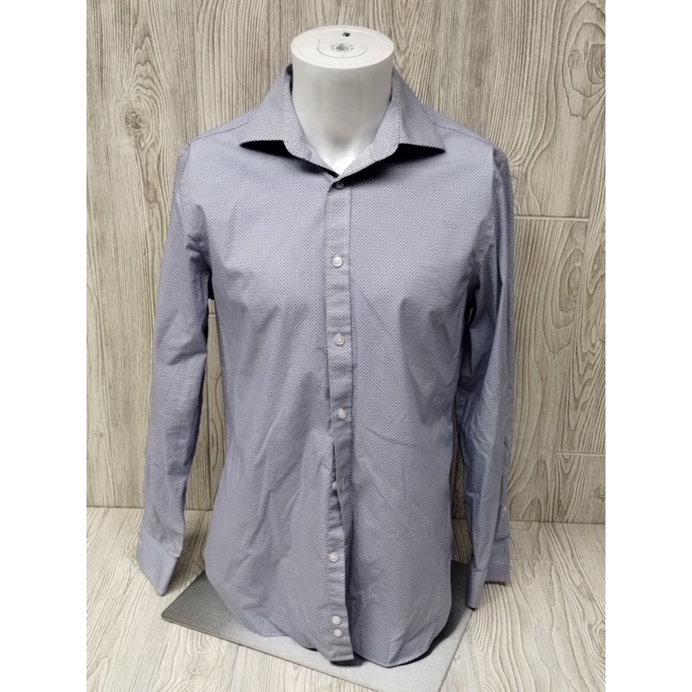 Michael Kors Muscle 32/33 Button Up Shirt Mens Med Slim Fit Pattern LS 15 Neck - Picture 1 of 5